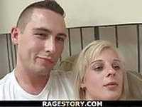 Guy punishes shaved pussy blonde GF rough