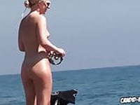 Hot Curvy naked ladies spied at the beach with spycam hidden