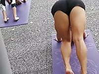 Yoga girl in shorts Great legs and ass 