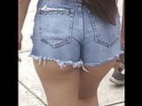 Thick Fluffy Candid Cheeks Jean Shorts 