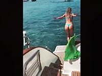 teen blonde boat dive