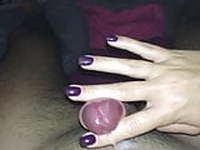 Purple nails make him cum