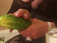 Latina Milf Plays with Cucumber. Juicy Pussy Ass Brazilian