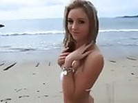 cute teen strips on beach