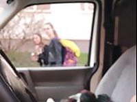 Dick flash car teen girls looking