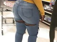 Thick Round Ass Ebony in jeans showing ass (1)