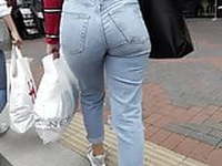 Phat round British ass eatin up tight denim jeans