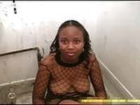 Shy ebony gulps 9 mouthfulls of piss from white males