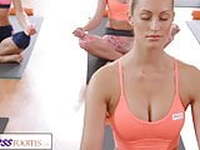 FitnessRooms Group yoga session ends with a sweaty creampie