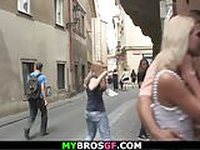 European blonde girl cheating him