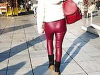 Greek mature in leather leggings