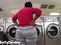 Sexy ass Latin GILF washing clothes