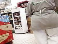 Cleanliness woman with big ass Nice Walk at Super Market