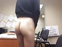 Hot woman fingering at office