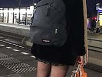 Young girl with black pantyhose secretely spotted in public