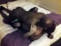 Black bull is impregnating white slut in front her husband 