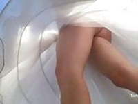 WEDDING DAY UPSKIRT ON THE BRIDE. 