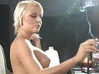 Sexy big tit blonde Simone Toon smoking 1