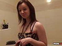 Desirable girlfriend with tattoos plays with herself 