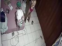 Unsecured Security Camera Asian girl after bath