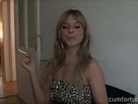 Smoking hot blond blowing cock while blowing hot smoke!