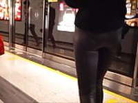 Candid Leather Pants - Girl in the Subway