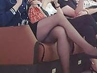 pantyhose milf in railway station