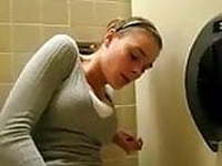 Teen masturbates in public toilet