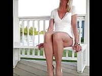 mature showing her legs in stockings and pantyhose