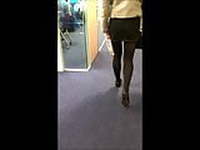 Candid Office Teen Miniskirt