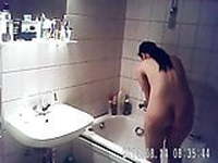 Super Hot Brunette in Bathtub-Shower Hidden Cam